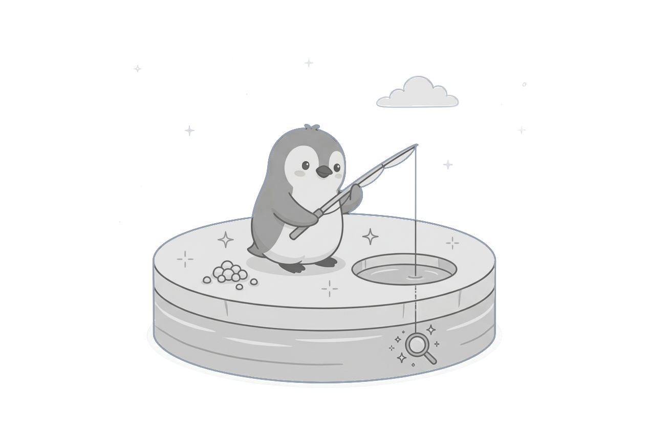 Penguin ice fishing